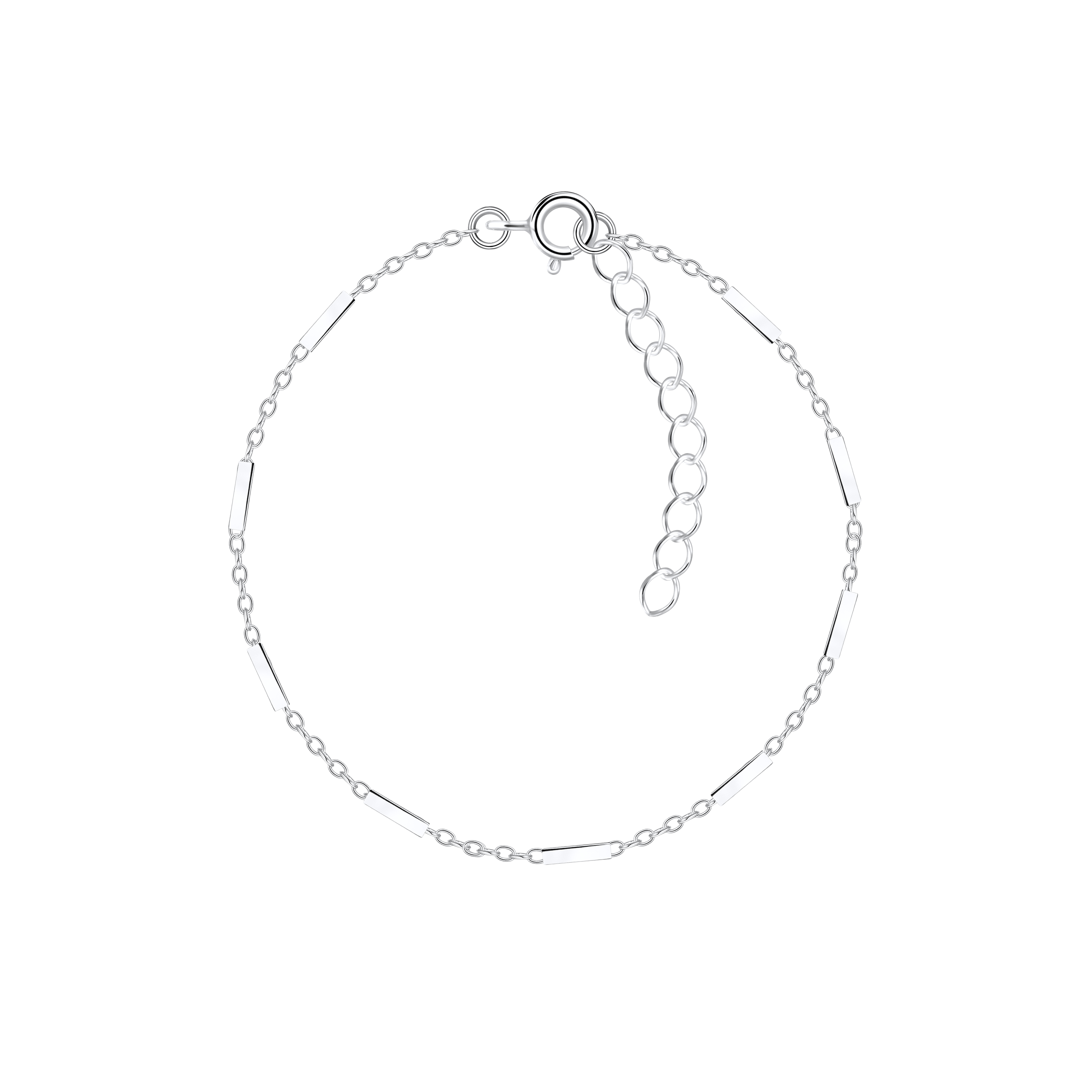 Bracelet cable barre de 18 cm avec extension en argent - FR8754