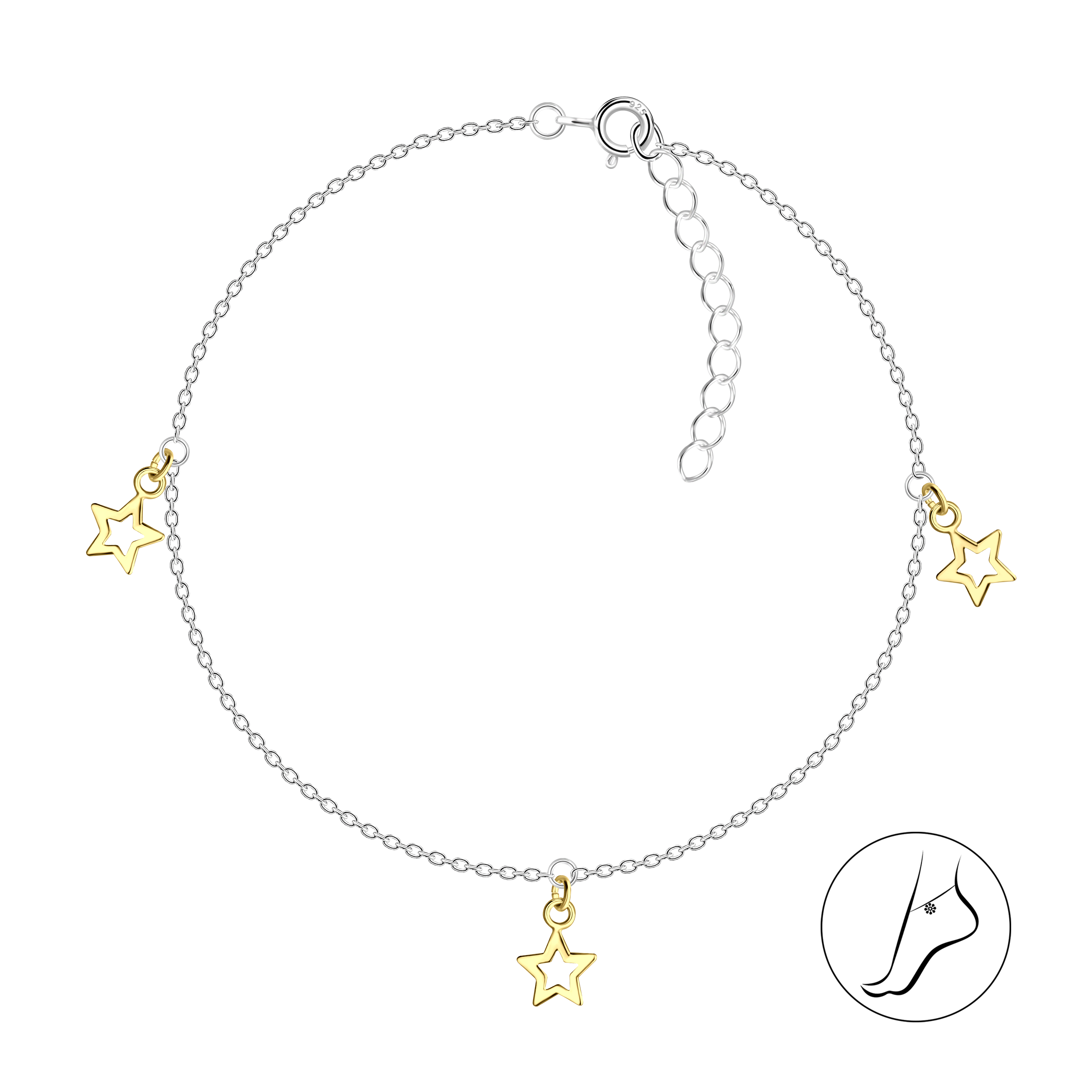 Bracelet de cheville étoile en argent - FR18338